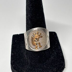 Silver Ring with Gold Kokopelli Design